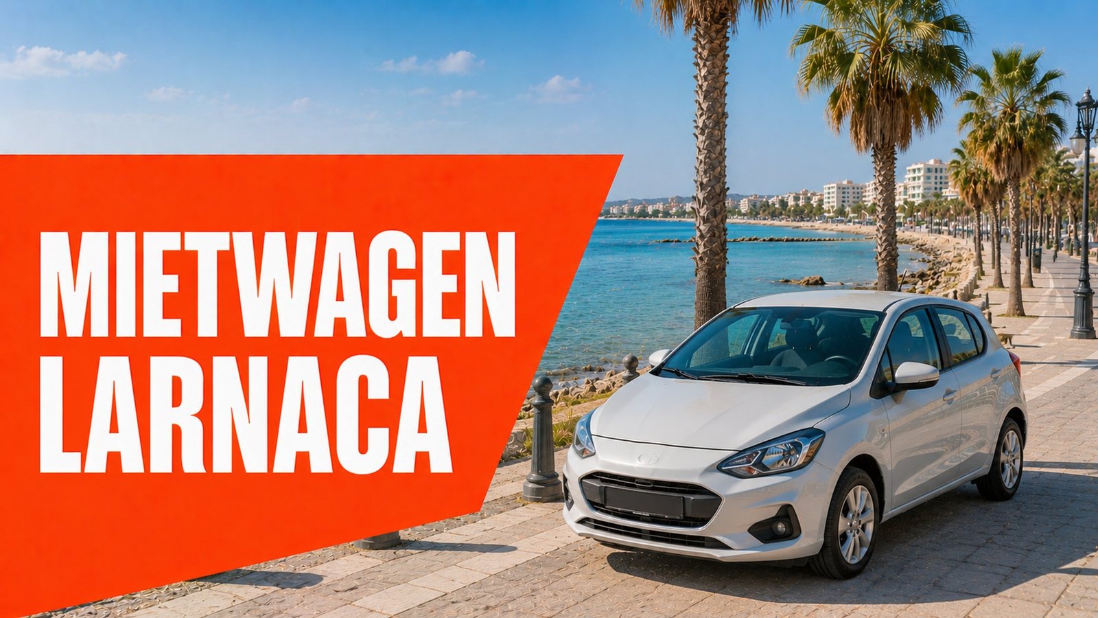 Mietwagen Larnaca – Mietwagen an der Strandpromenade von Larnaca