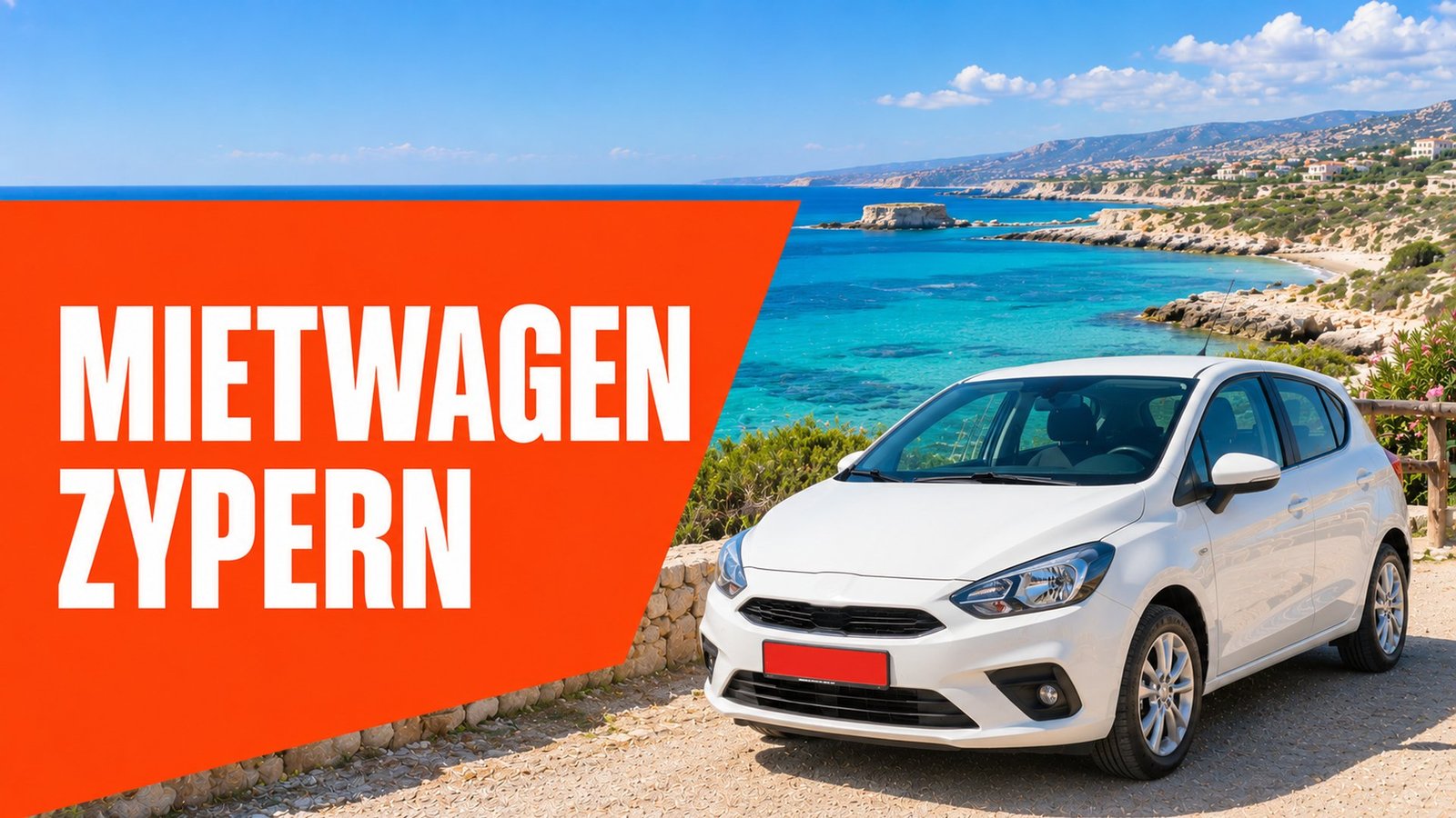 Mietwagen Zypern – Mietwagen mit rotem Kennzeichen an der Küste Zyperns