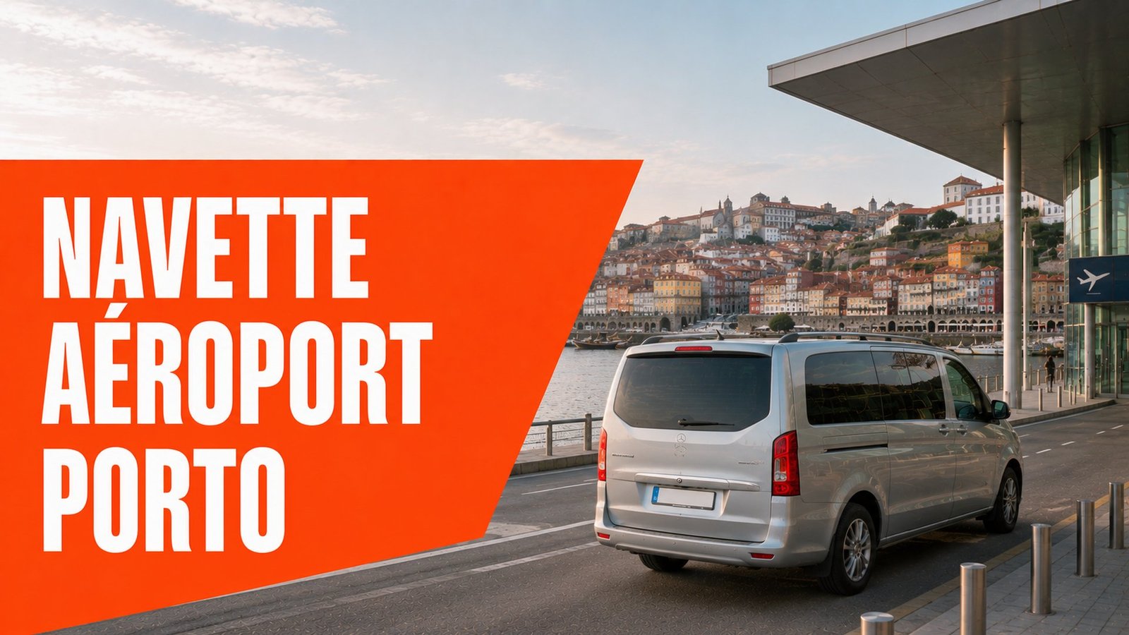 Navette aéroport Porto – minivan devant le terminal de Porto