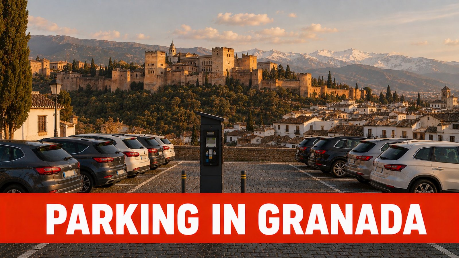 Car park with view of the Alhambra, Granada