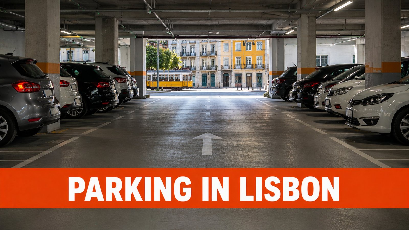 Parking garage in Lisbon – covered car park near the city centre