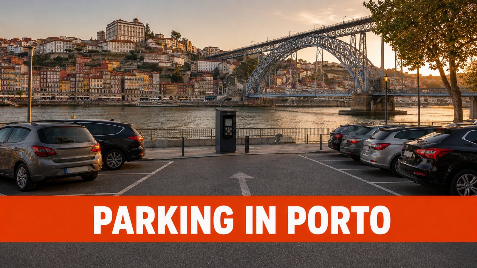 Car park in Porto by the Douro riverside