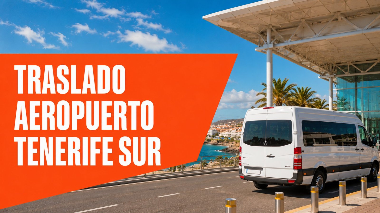 Traslado aeropuerto Tenerife Sur – furgoneta de traslado frente a la terminal