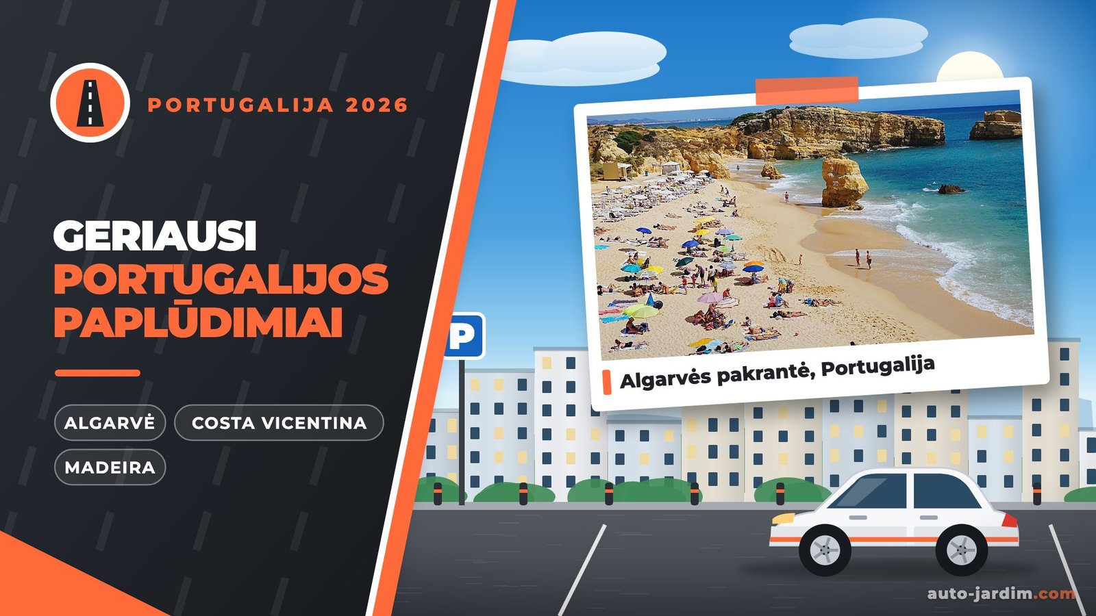 Geriausi Portugalijos paplūdimiai – Algarvės paplūdimio nuotrauka pieštame rėme
