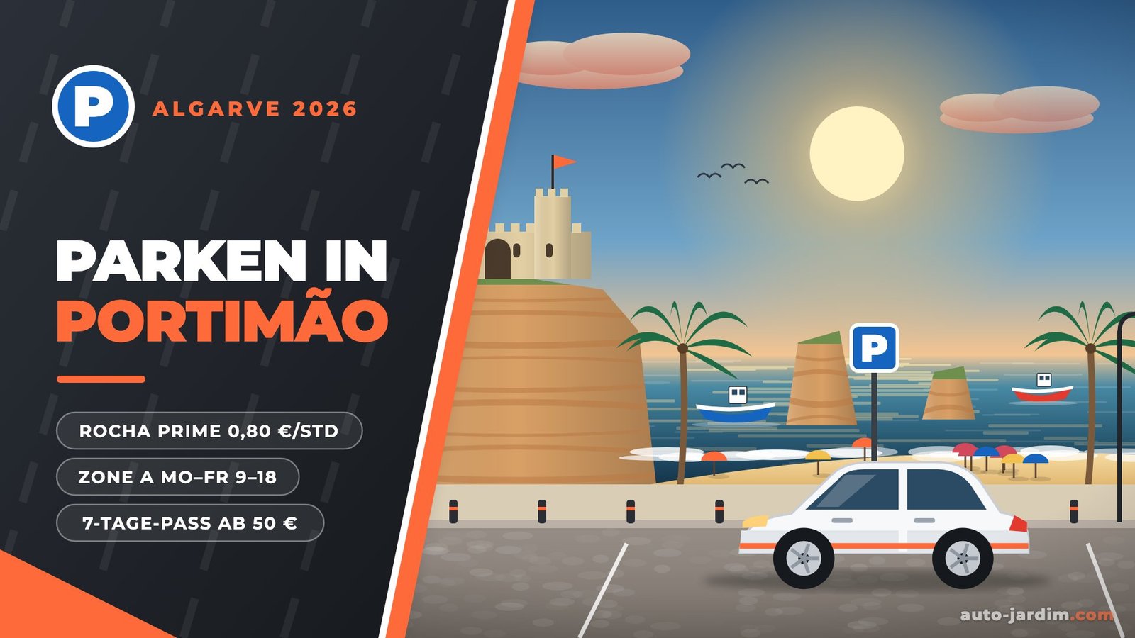 Parken in Portimão 2026: Praia da Rocha, Festung Santa Catarina und Parkplatz am Strand