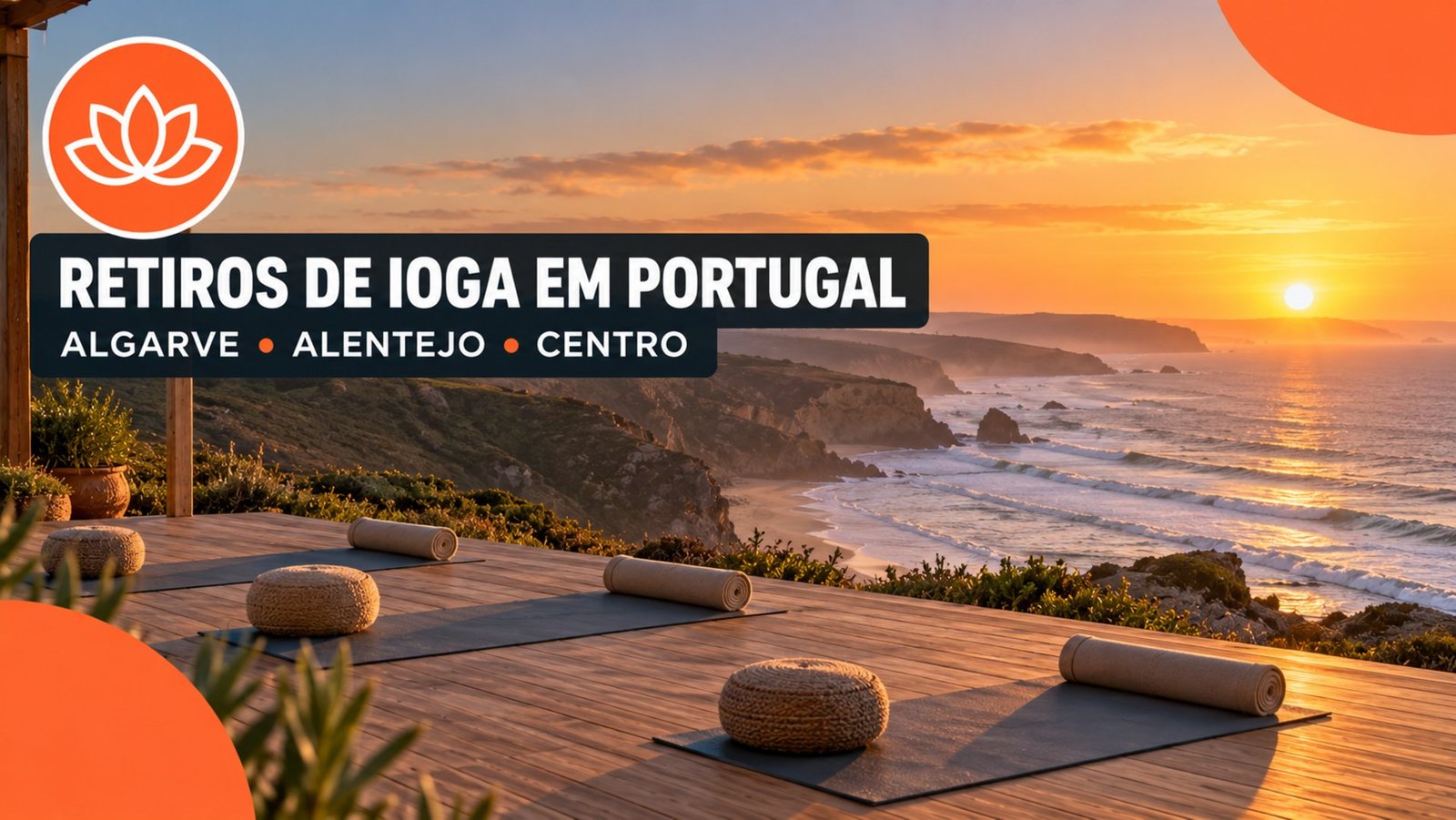 Retiros de ioga em Portugal – deck de madeira com tapetes de ioga sobre as falésias da Costa Vicentina